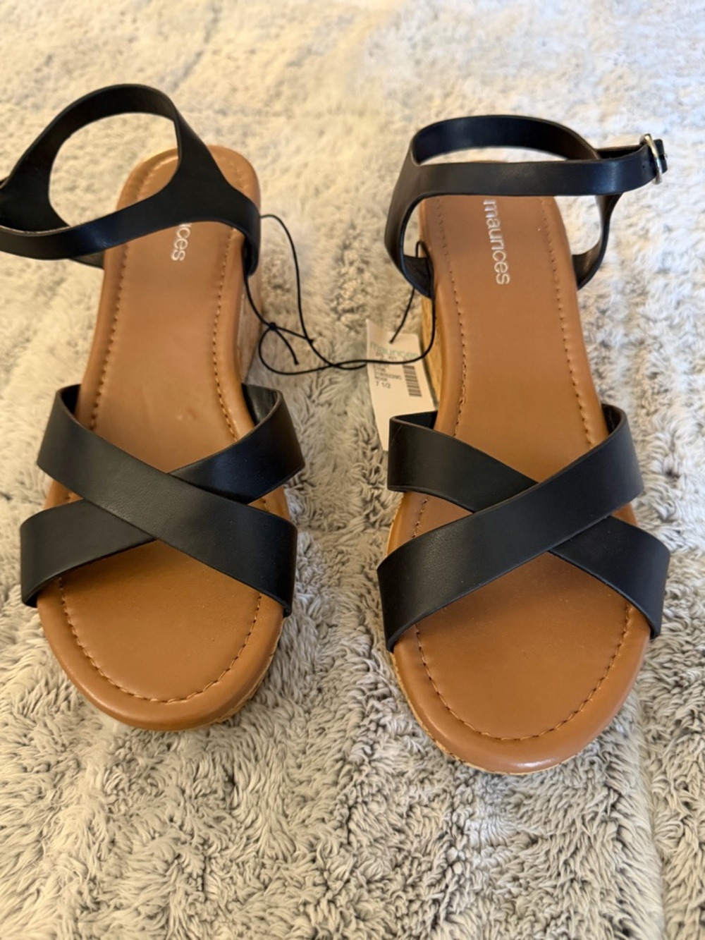 Maurices Black Crisscross Ankle Strap Sandals